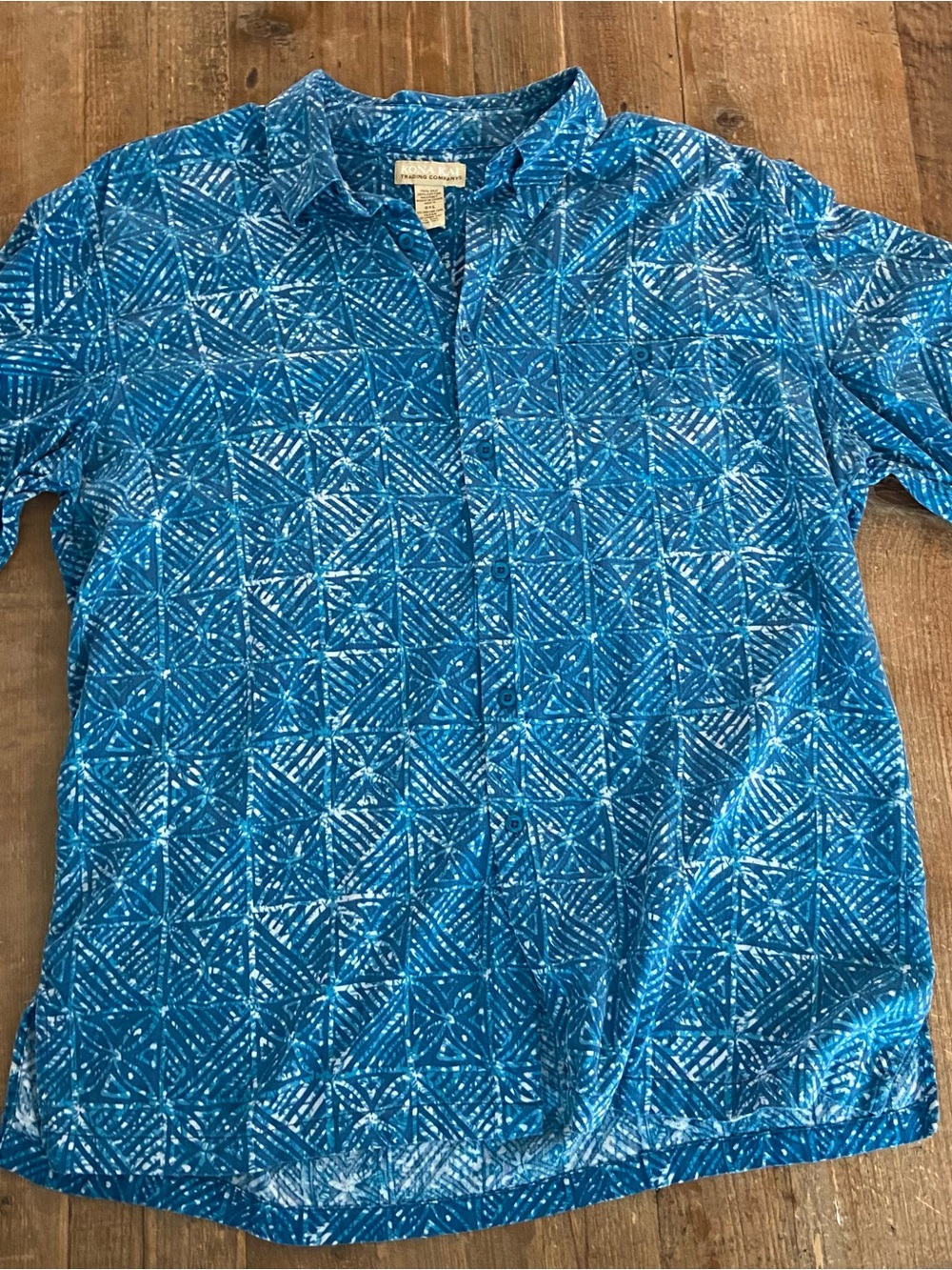 Kona Kai Hawaiian Shirt for Men Silk Blend Blue Aloha Summer Hawaii Shirt 2XL